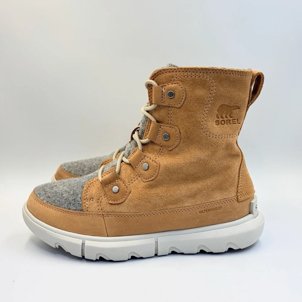 Sorel Explorer II Joan Felt NL4460-253 Women's Size 7.5 Camel Waterproof Boots